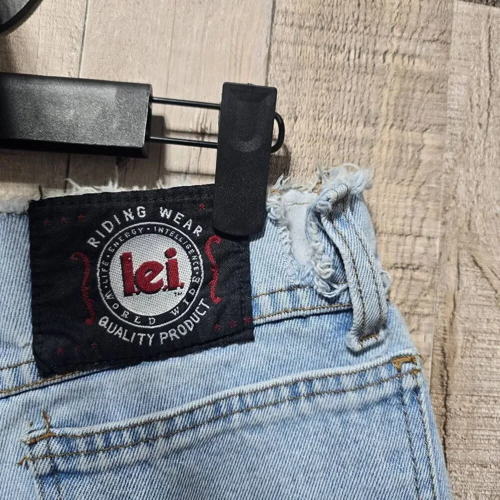 lei Vintage Y2K Blue Distressed Light Wash Shorts FLAWED
